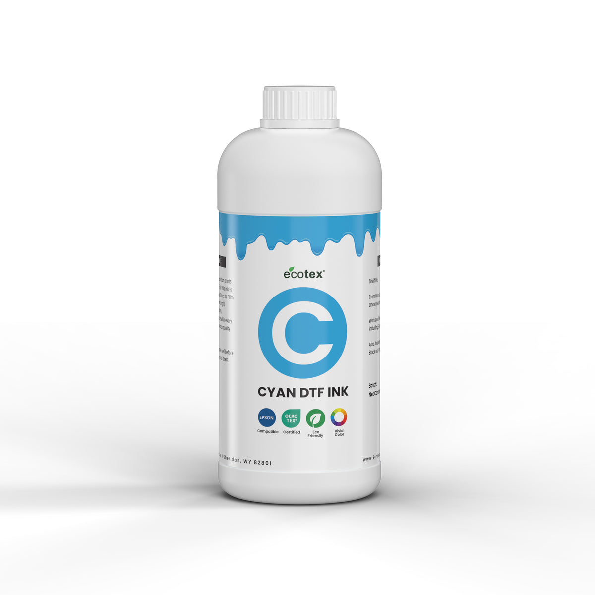 Ecotex® Cyan DTF Ink - 1 Kg. (870ml) - ScreenPrintDirect