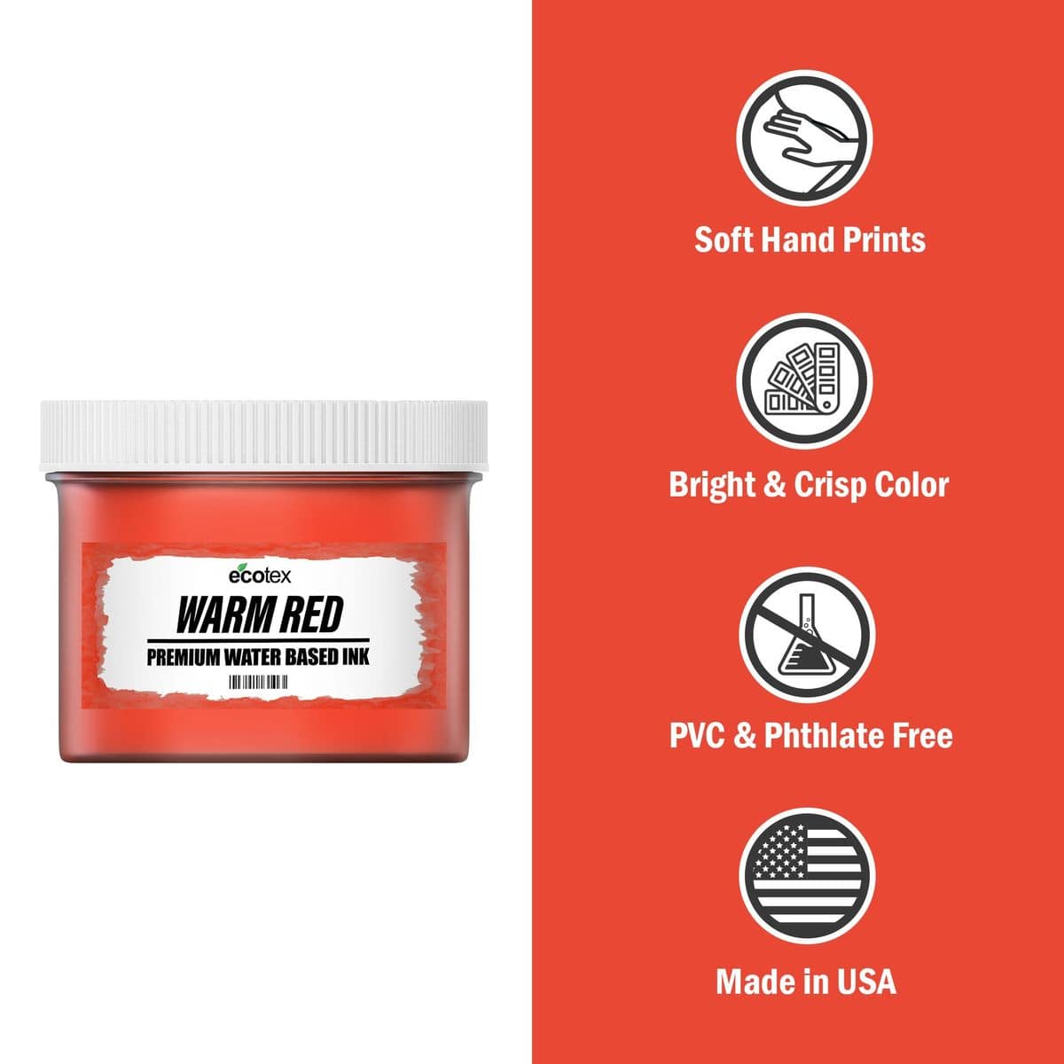 Ecotex® Water Based Screen Printing Ink Warm Red - Screen Print Direct