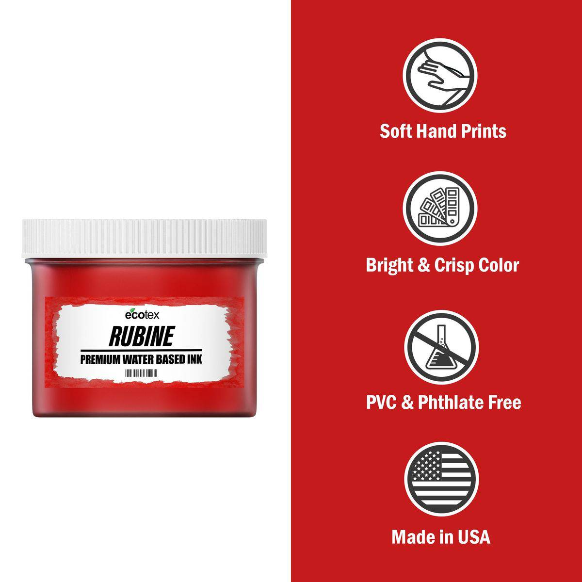 Ecotex® Water Based Screen Printing Ink Rubine - Screen Print Direct