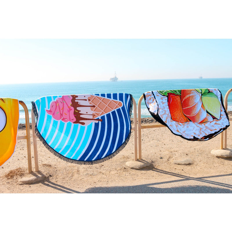 The Coral Cone - Round Beach Towel with Fringe - ScreenPrintDirect