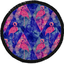 The Dazed Flamingo - Round Beach Towel with Fringe - ScreenPrintDirect