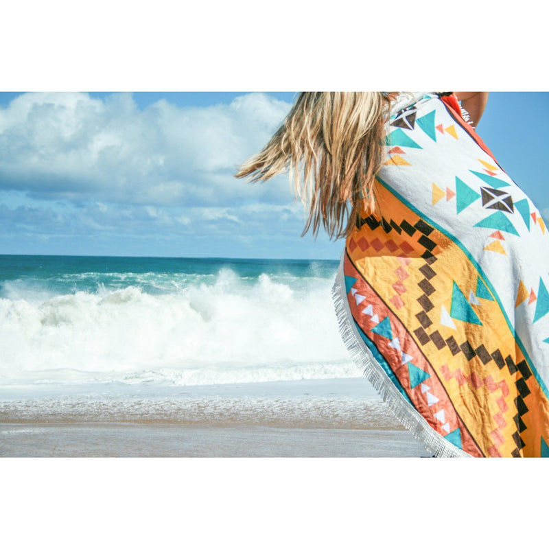 The Hippy Nest - Round Beach Towel with Fringe - ScreenPrintDirect