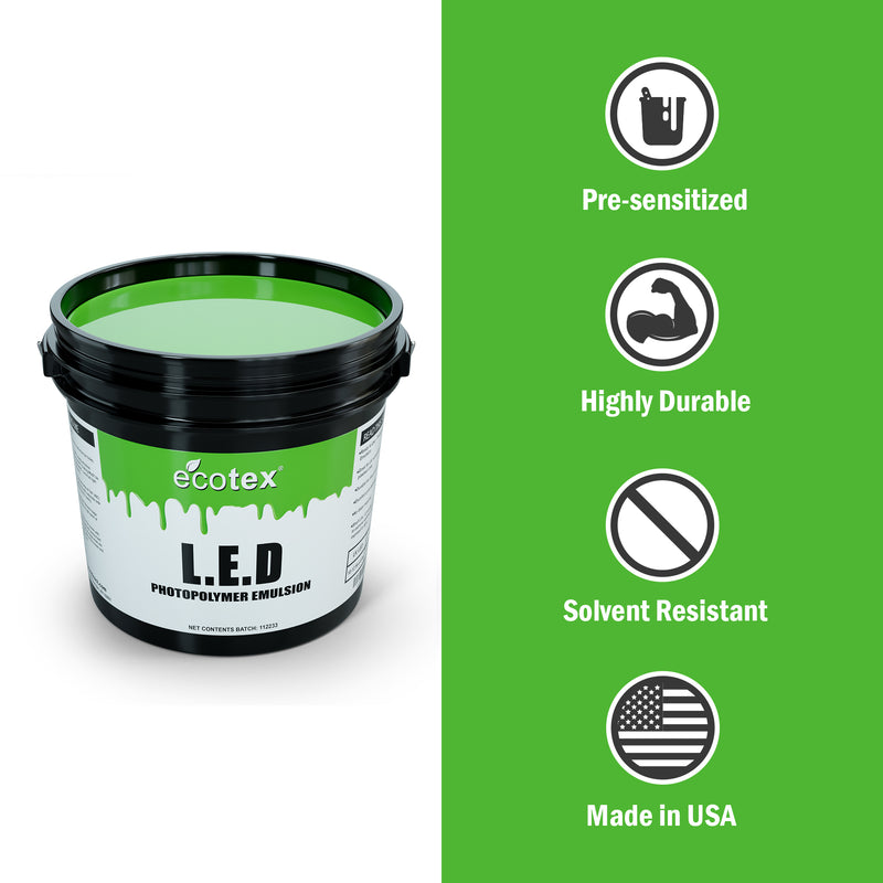 led emulsion for screen printing, green emulsion, screen printing supplies