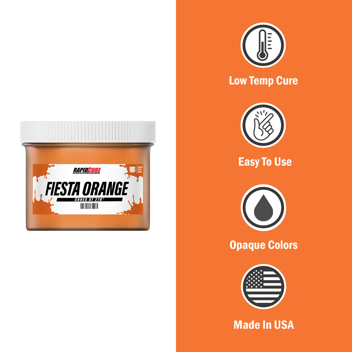 Rapid Cure Fiesta Orange Screen Printing Plastisol Ink - ScreenPrintDirect