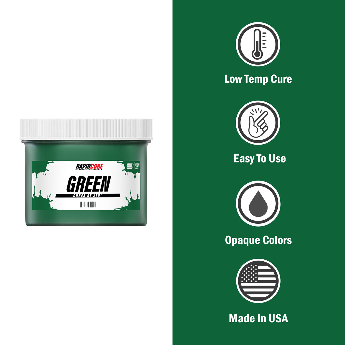 Rapid Cure Green Screen Printing Plastisol Ink - ScreenPrintDirect