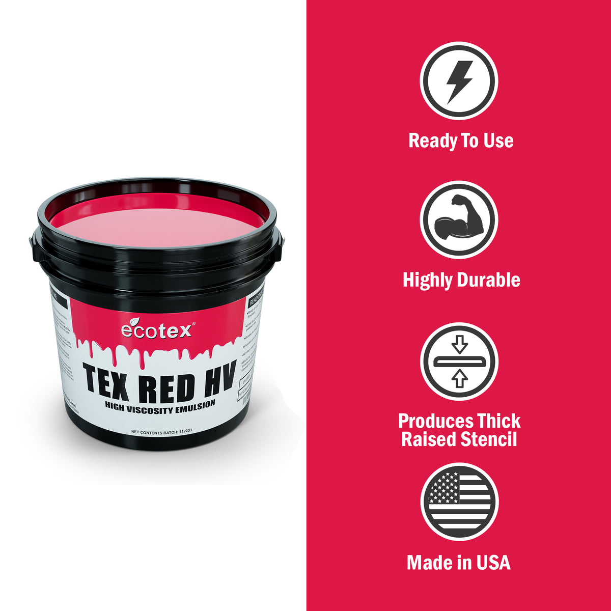 Ecotex® Textile Red High Viscosity Screen Printing Emulsion - ScreenPrintDirect