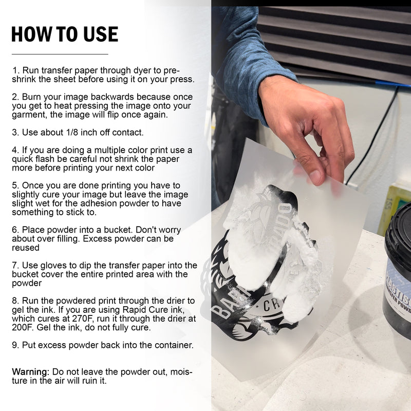Screenprint Powder Ecotex® Screen Printing Plastisol Transfer Powder– Screen Print Direct