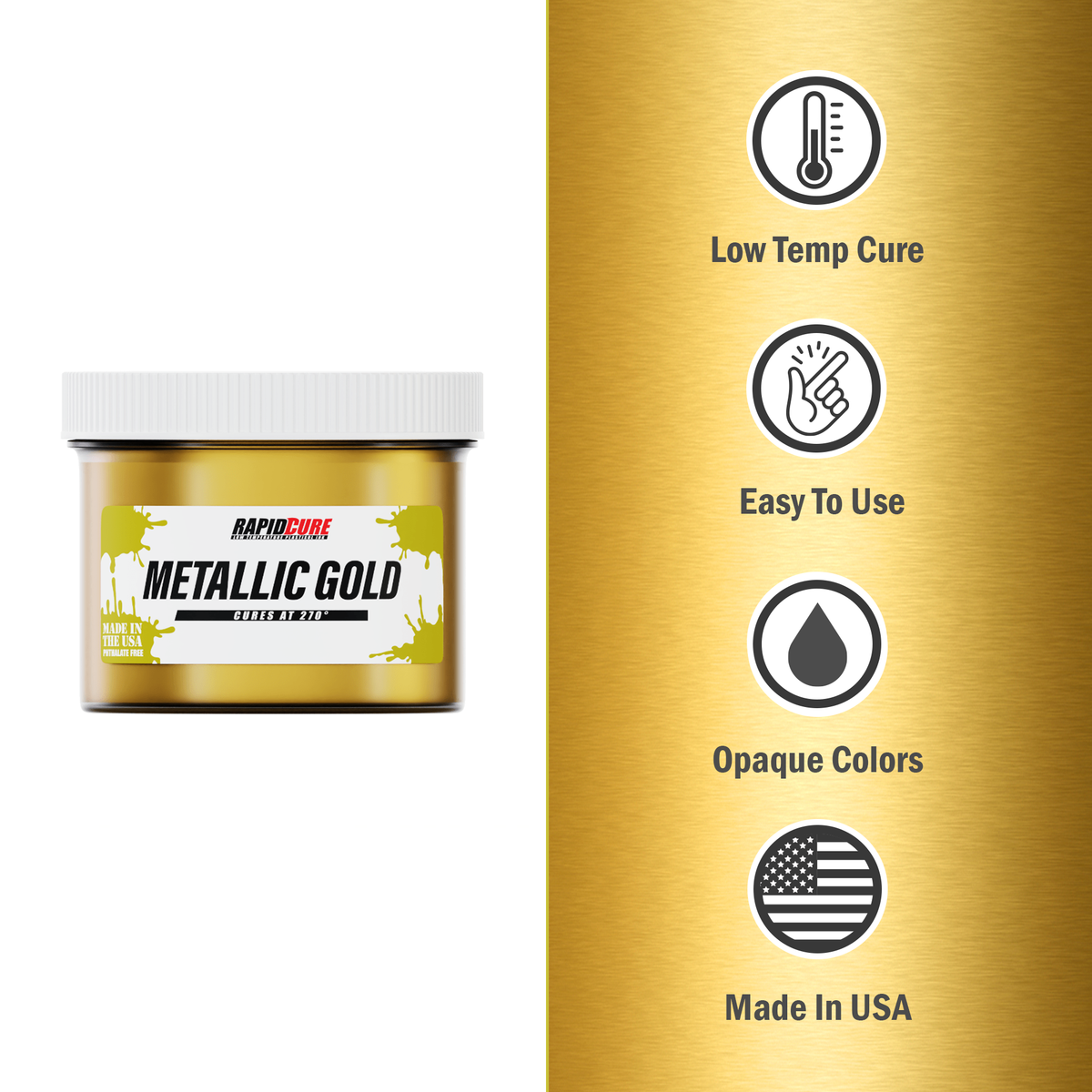 Rapid Cure Metallic Gold Screen Printing Plastisol Ink - ScreenPrintDirect