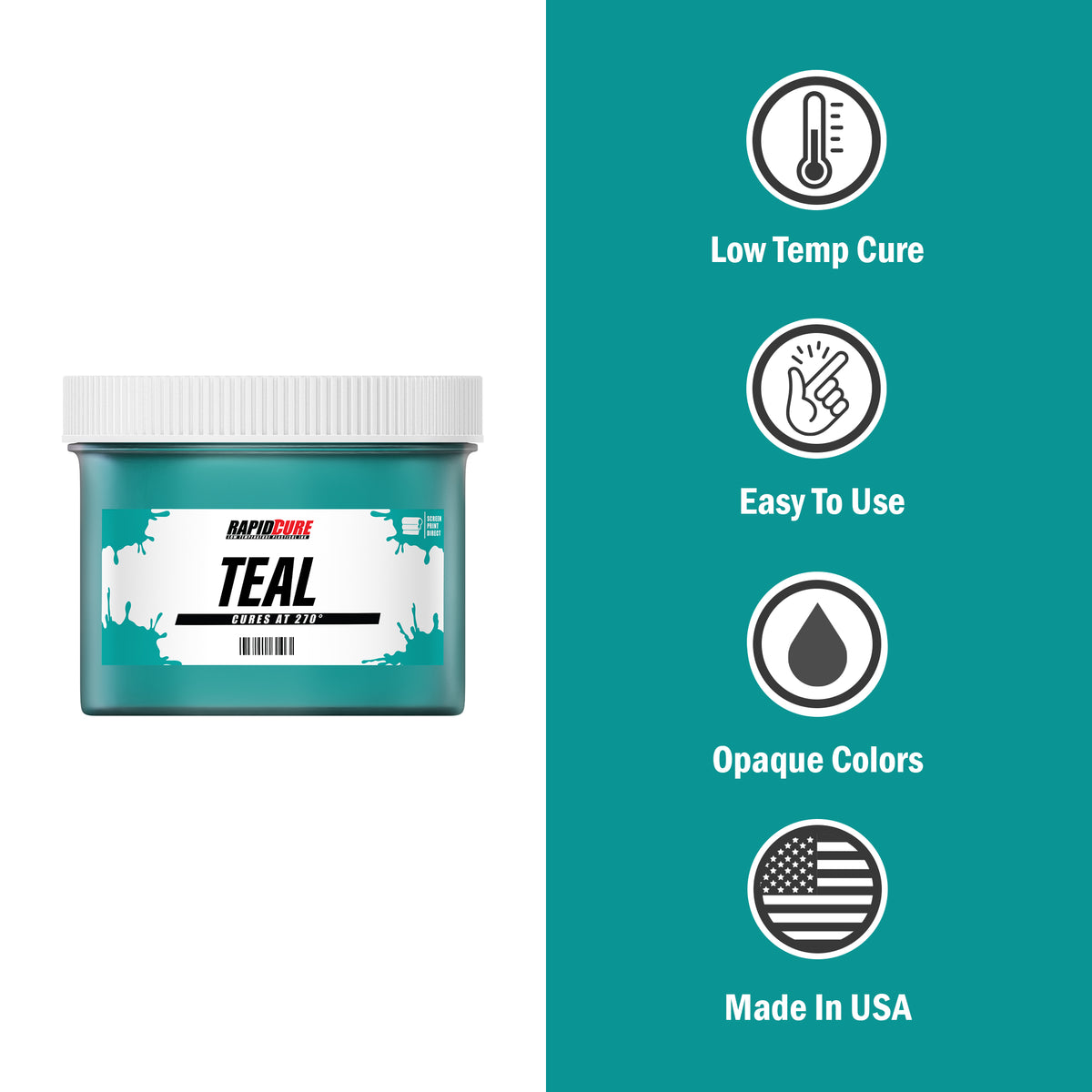 Rapid Cure Teal Screen Printing Plastisol Ink - ScreenPrintDirect