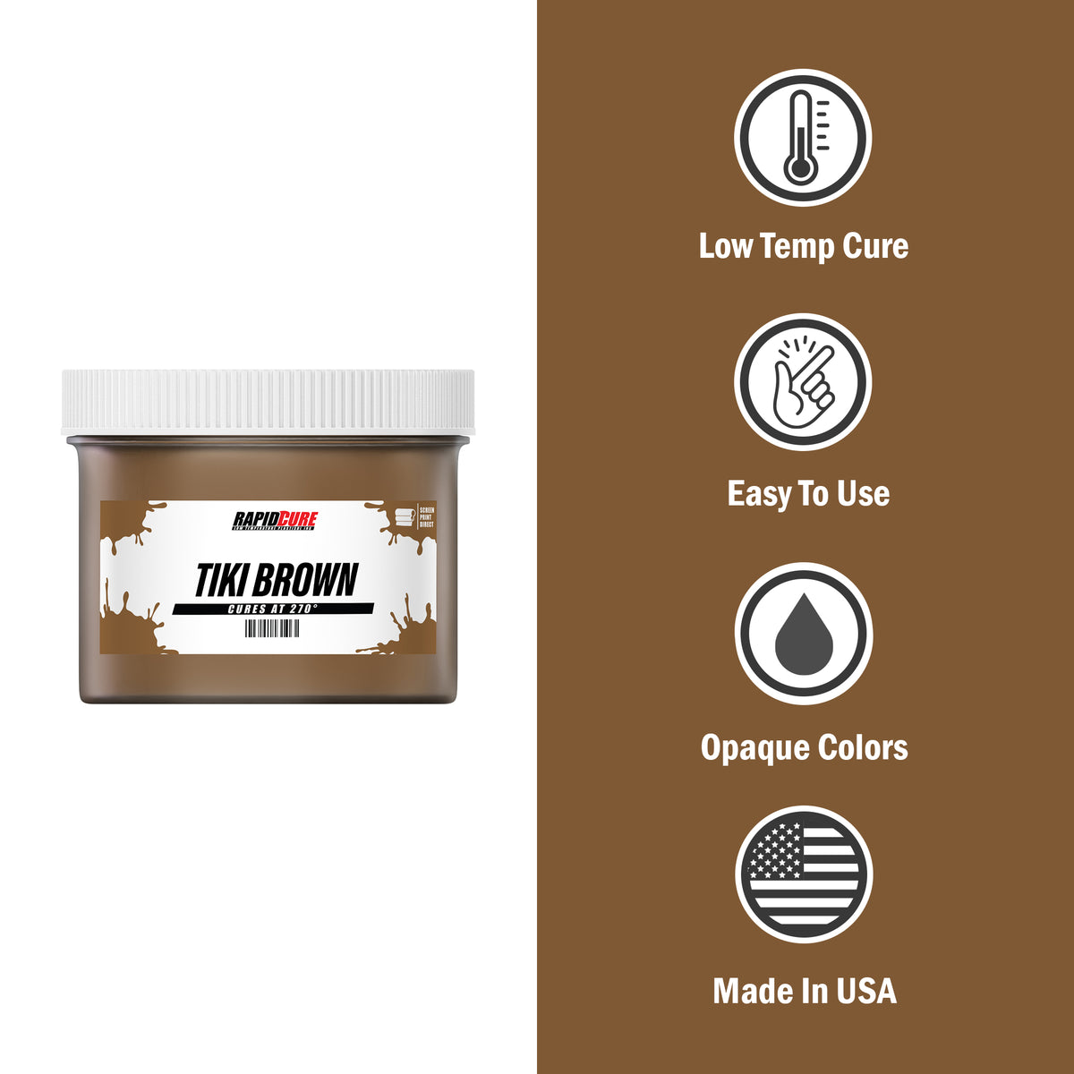 Rapid Cure Tiki Brown Screen Printing Plastisol Ink - ScreenPrintDirect