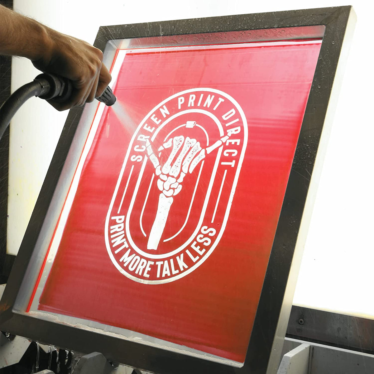 ecotex tex red, screen printing supplies, washing out image emulsion, screen print direct 