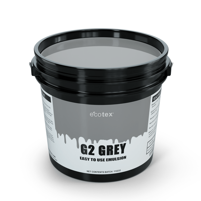 Screen Print Direct Emulsion Ecotex® G2 Grey Easy to Use Long Lasting Emulsion – Buy Online Now Ecotex® G2 Grey Easy To Use Emulsion screen-printing-supplies