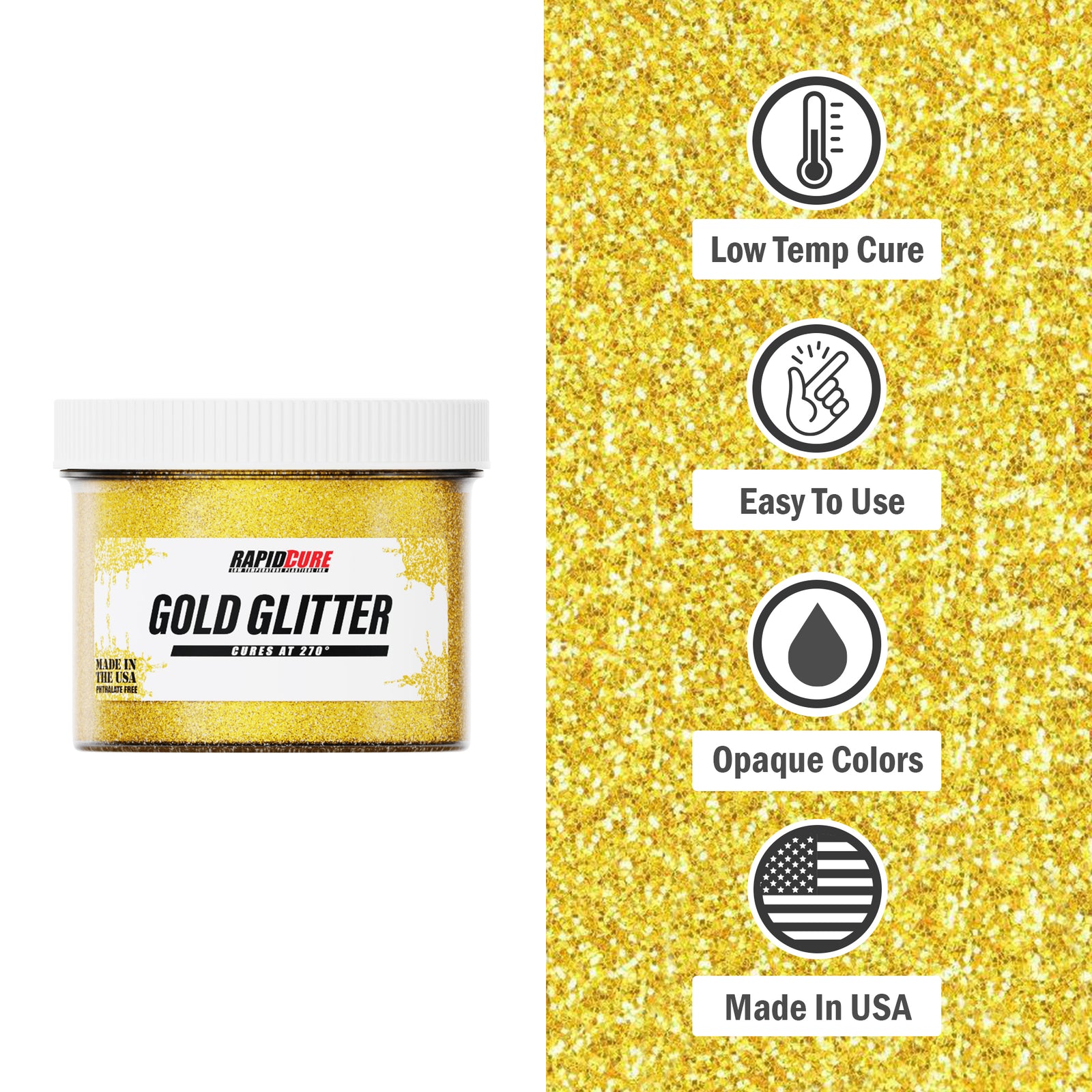 Rapid Cure Gold Glitter Screen Printing Plastisol Ink Screen Print Direct