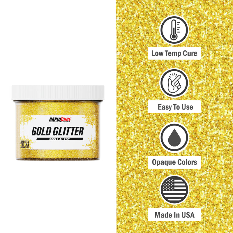 Rapid Cure Gold Glitter Screen Printing Plastisol Ink - ScreenPrintDirect