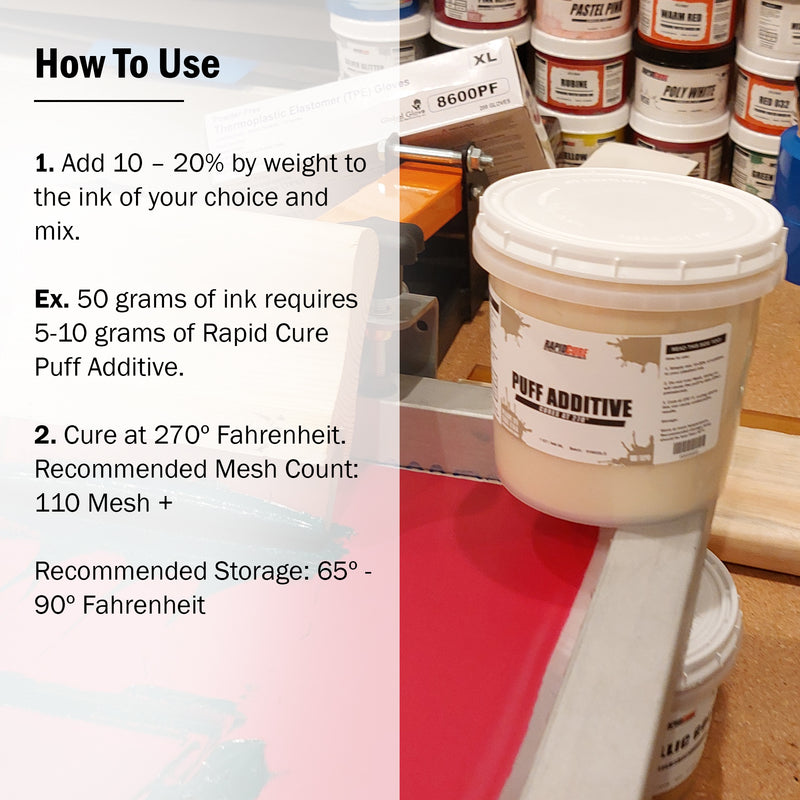 Rapid Cure Screen Printing Puff Additive | Screen Print Direct