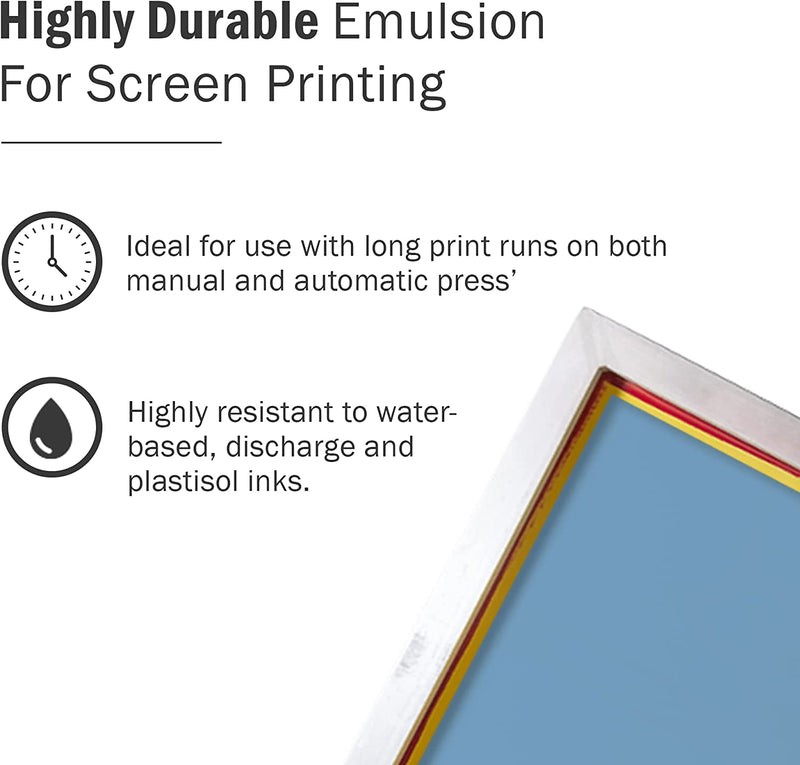 ecotex emulsion for screen printing, highly durable water resistant emulsion, screen printing supplies, screen print direct 