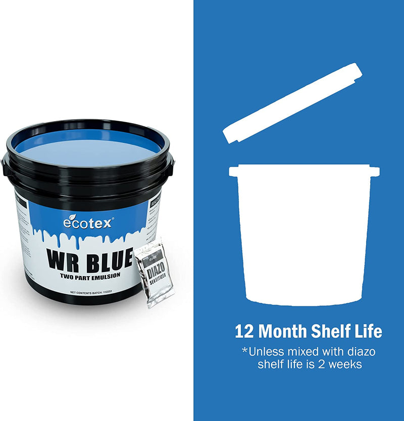 wr blue emulsion for screen printing, emulsion expiration, screen printing supplies,